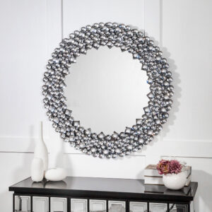 Rectangular Multicolored Wood Framed Mirror