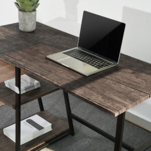 Modern Geo Oak Finish Work and Study Computer Table