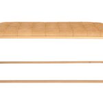 48” Brown Genuine Tufted Leather and Iron Coffee Table