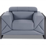 Mod Slate Blue Leather and Chrome Deco Accent Chair