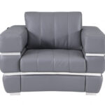 Charcoal Gray Stripe Top Grade Italian Leather Chair