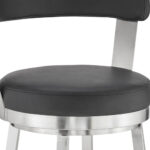 26″ Chic Black Faux Leather with Stainless Steel Finish Swivel Bar Stool