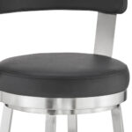 30″ Chic Black Faux Leather with Stainless Steel Finish Swivel Bar Stool
