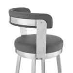26″ Chic Grey Faux Leather with Stainless Steel Finish Swivel Bar Stool