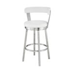30″ Chic White Faux Leather with Stainless Steel Finish Swivel Bar Stool