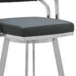 26″ Timeless Slate Grey Faux Leather Silver Finish Swivel Counter Stool