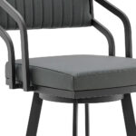 30″ Timeless Slate Grey Faux Leather Silver Finish Swivel Counter Stool