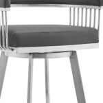 30″ Mod Grey Faux Leather Brushed Silver Finish Swivel Bar Stool