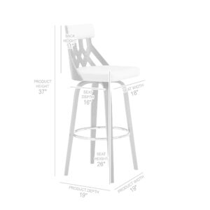 Pedestal Frame Black and Stainless Backless Barstool
