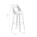 26″ Retro Mod Brown Faux Leather and Walnut Swivel Counter Stool