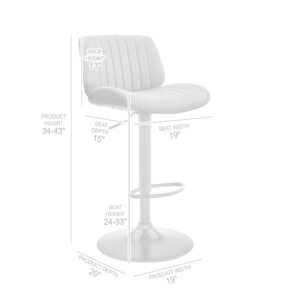 Adjustable Cream Tufted Faux Leather and Black Wood Swivel Barstool.