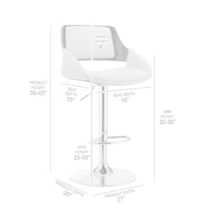 Gray Upholstered Black Base Adjustable Swivel Bar Stool