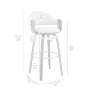 30" Mod Slate Grey Faux Leather Silver Finish Swivel Bar Stool