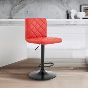 Gray Faux Leather and Wood Modern Bar Stool