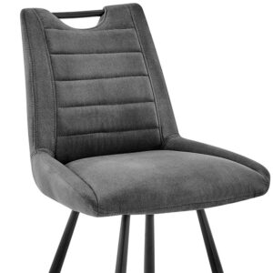 17" Black Tufted Faux Leather and Gold Stool