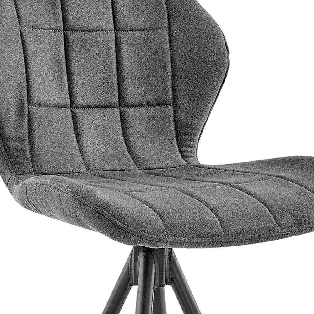 26" Charcoal Gray and Black Microfiber Squared Channel Bar Stool