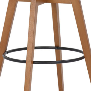 30" Grey Tufted Fabric and Dark Espresso Wood Swivel Bar Stool