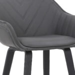 30″ Grey Faux Leather Bar Stool with Wooden Frame