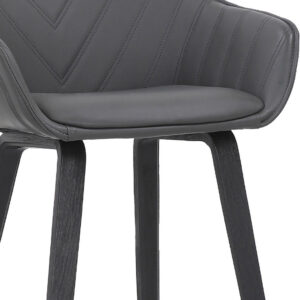 Gray Faux Leather and Wood Modern Bar Stool