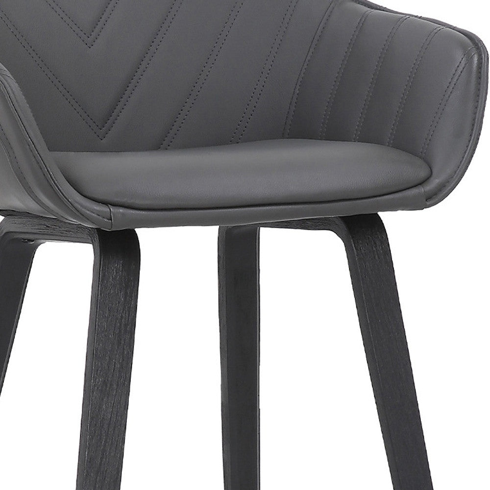 Gray Textured Faux Leather Modern Bar Stool