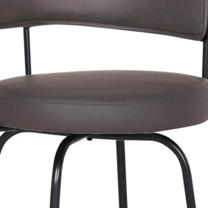 Grey Faux Leather Armless Swivel Bar Stool with Grey Metal Base