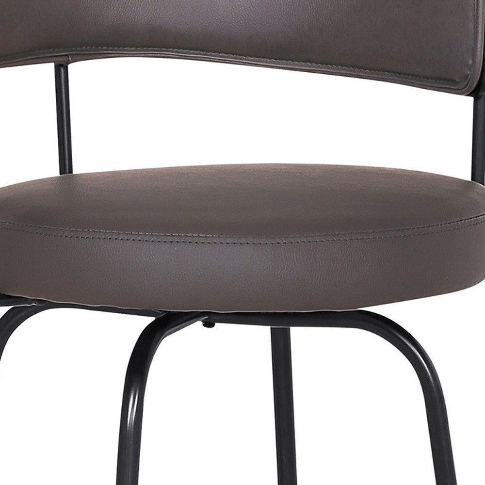 26" Gray Faux Leather Modern Swivel Bar Stool