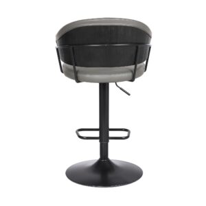 Adjustable Cream Tufted Faux Leather and Black Wood Swivel Barstool.