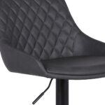 Grey Faux Leather and Black Metal Back Tufted Adjustable Bar Stool