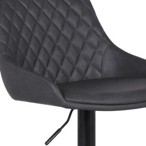 Gray Upholstered Black Base Adjustable Swivel Bar Stool