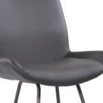 26″ Elegant Grey Faux Leather Brushed Gray Metal Finish Armless Bar Stool