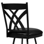 26″ Stylish Black Faux Leather Black Metal Lattice Back Swivel Bar Stool