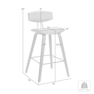 29” Black Faux Leather Mid Century Modern Bar Stool
