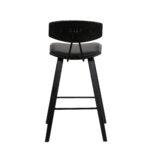 26” Black Faux Leather Mid Century Modern Bar Stool