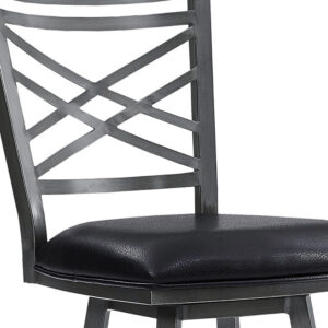 26" Retro Mod Grey Faux Leather and Walnut Swivel Counter Stool