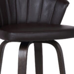 30″ Dark Brown Faux Leather and Rustic Wood Back Swivel Bar Stool