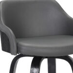 26″ Gray Swivel Faux Leather Black Wooden Bar Stool