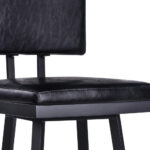 30″ Vintage Black on Black Faux Leather Rectangular Swivel Armless Bar Stool