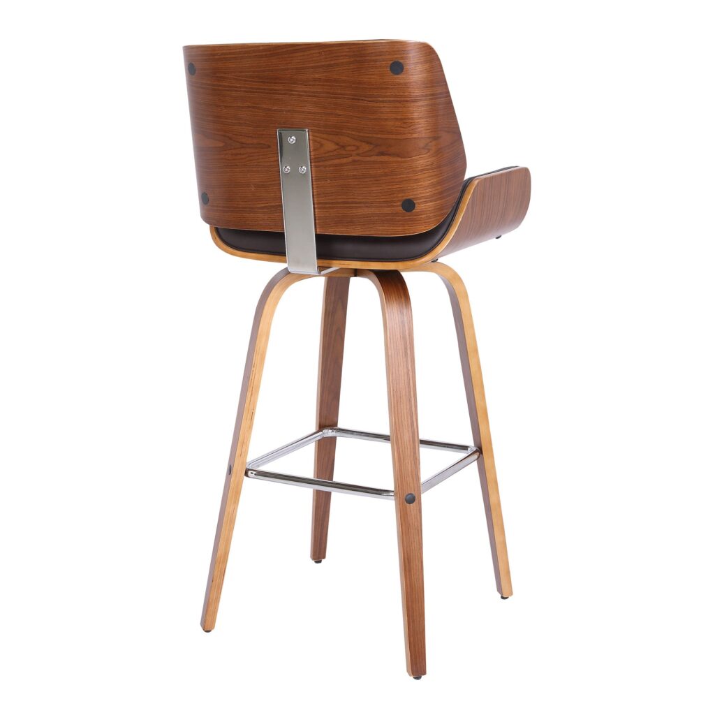 26″ Brown Faux Leather Wooden Base Bar Stool