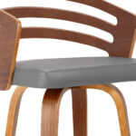 26″ Gray Modern Faux Leather Swivel Bar Stool