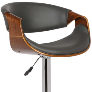 26" Transitional Grey Faux Leather Stainless Steel Swivel Bar Stool