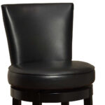 26″ Black Faux Leather Round Seat Black Wood Swivel Armless Bar Stool
