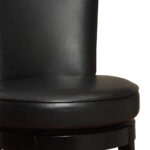 30″ Black Faux Leather Round Seat Black Wood Swivel Armless Bar Stool