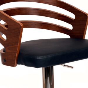 Adjustable Cream Tufted Faux Leather and Black Wood Swivel Barstool.