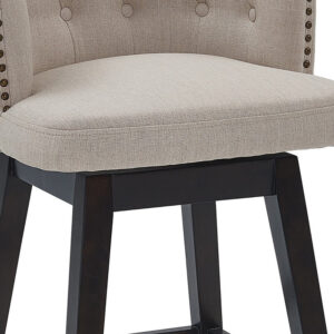 26" Retro Mod Grey Faux Leather and Walnut Swivel Counter Stool