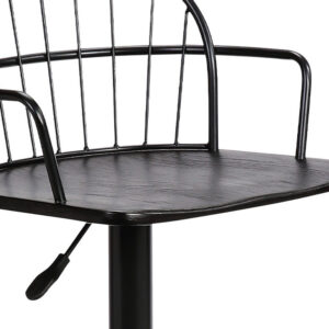 Blue Faux Leather Textured Adjustable Bar Stool